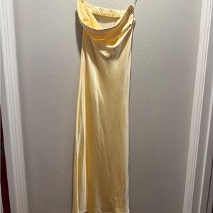 Elegant Yellow Satin Gown